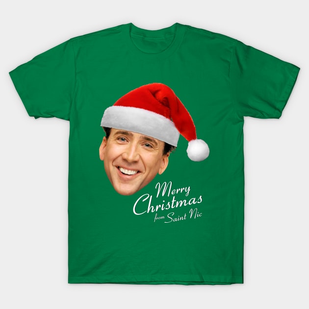 Merry Christmas from St Nic-olas Cage T-Shirt by stellablanch
